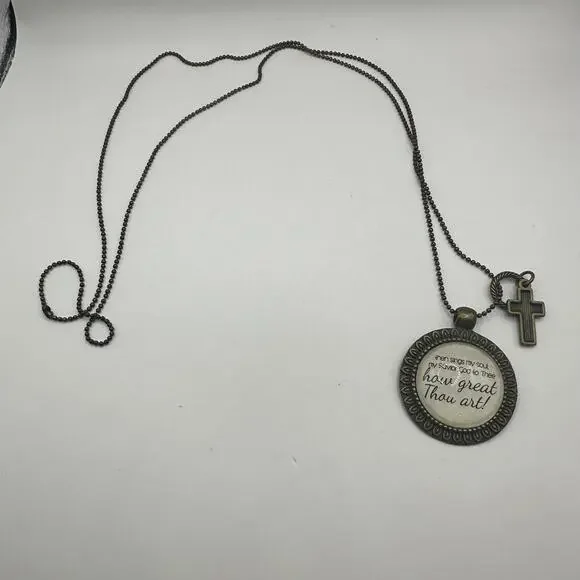 Inspirational Scripture Religious Boho Jewelry Pendant Necklace Rustic Country - Picture 5 of 6